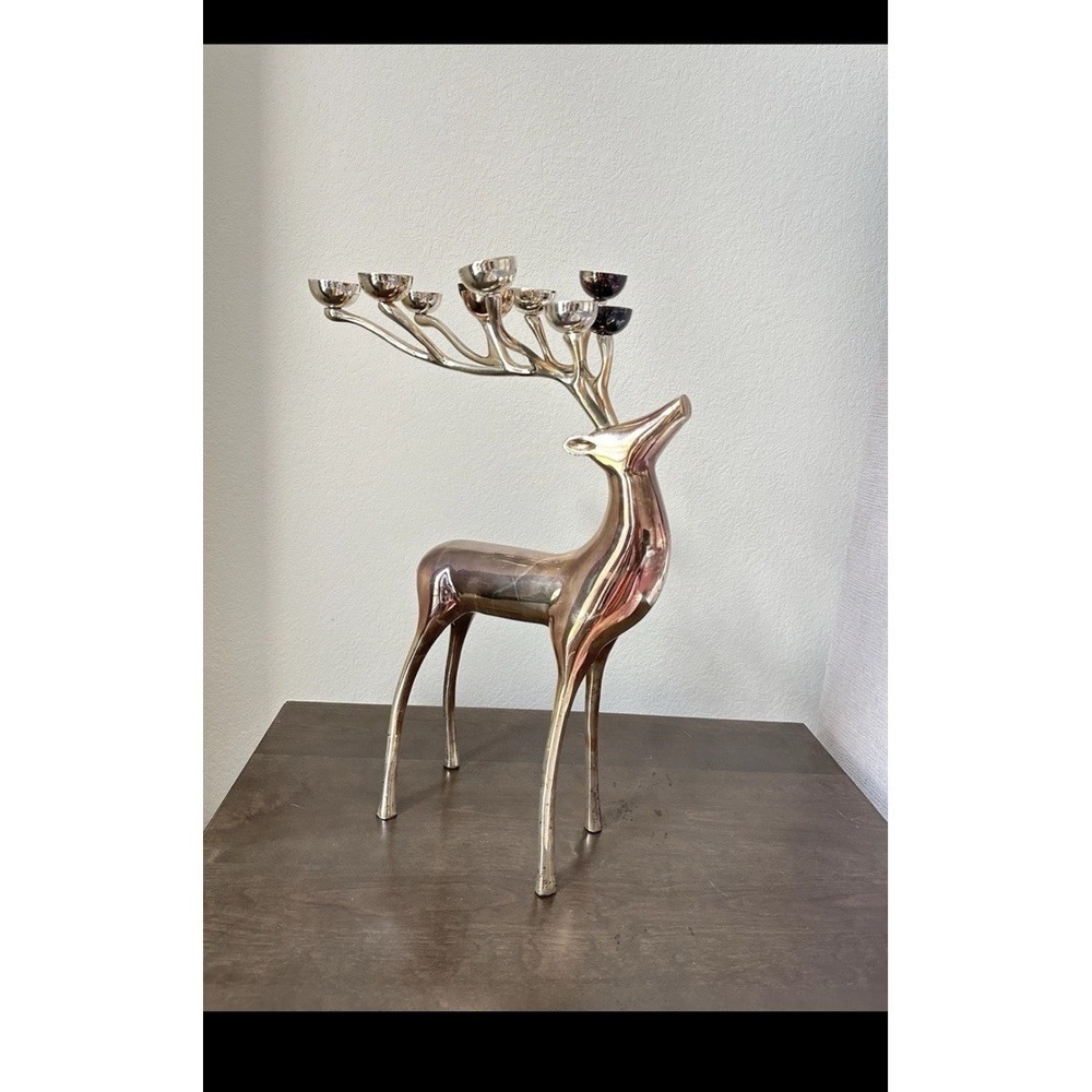 Pottery Barn Williams Sonoma Silver-Plated Reindeer Candelabra 1997 10-Cup 20"